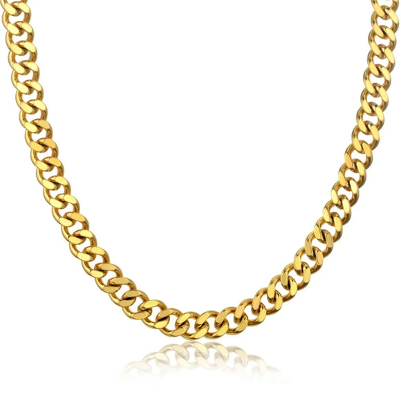 NEW‎ 18k Gold-Plated Cuban Chain Necklace - Picture 3 of 12